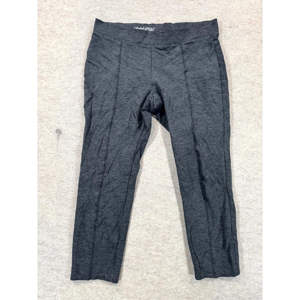 Faded Glory Womens Ponte Leggings Large 12-14 Gray Rayon Stretch Yoga FGL36750HE